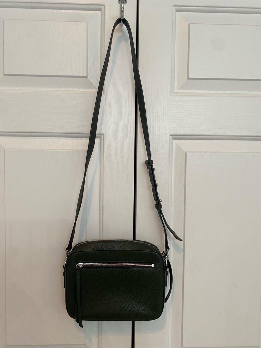 All Saints Green Pebbled Leather Crossbody Bag